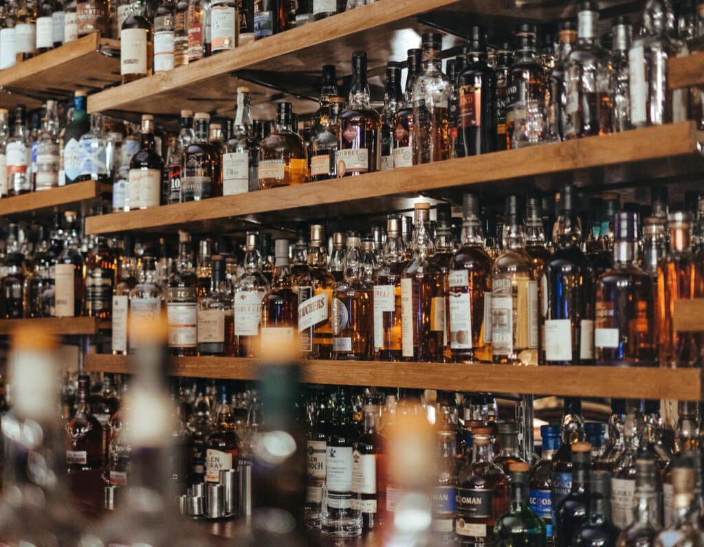 bottles in a bar